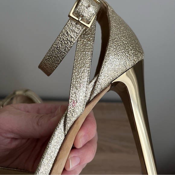 Jimmy Choo Kayden Gold Patent Platform Stiletto Heels - Picture 13 of 16